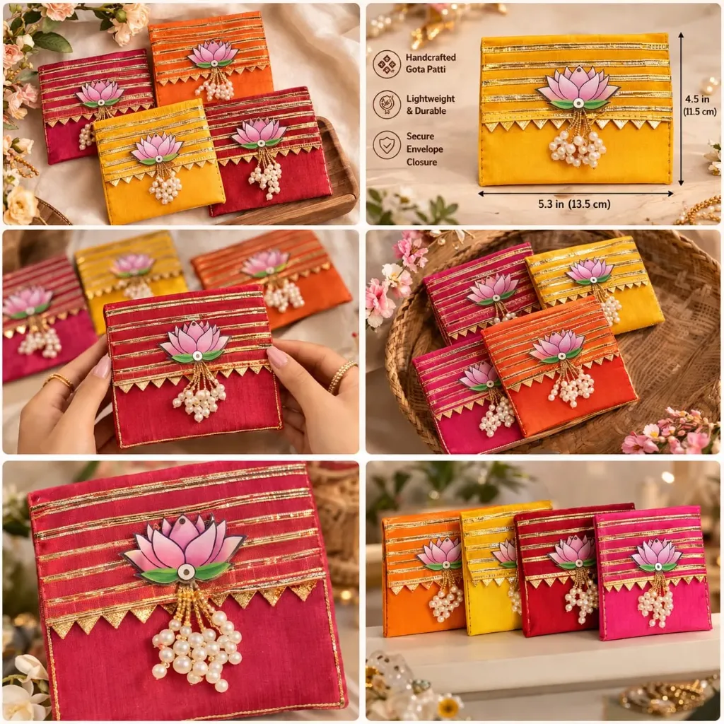 Handmade Shagun Envelope Set of 6 | Wedding & Festive Gift Covers