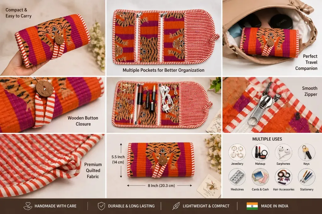 Handmade Foldable Organizer Pouch Wallet | Kala Kriti Creations