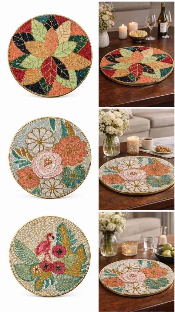 Decorative Table Runner 35 x 35 cm | Elegant Table for Dining, Coffee & Center Tables | Home Décor Accent | Kalakriti Creations
