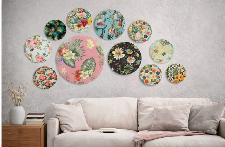 MDF Board Sticky Wall Decor (11 Pieces Set) | Self-Adhesive Decorative Wall Art for Living Room, Bedroom & Office | Kalakriti Creations