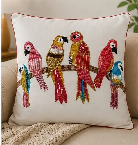 Handmade Beaded Embroidered Cushion Covers | Decorative Cushion Covers for Sofa, Living Room & Bedroom (pack of 1) | Kalakriti Creations