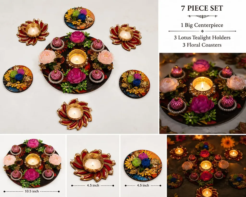 Premium Handcrafted Tealight Candle Holder | Festive Home Decoration, Pooja Décor & Housewarming Gift