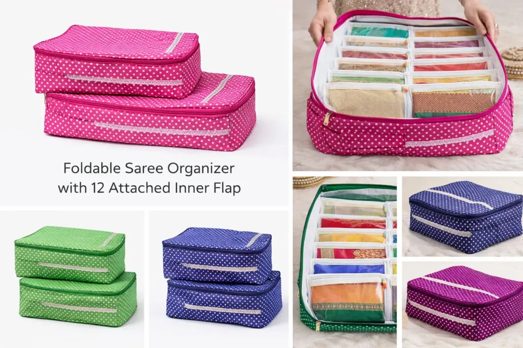 Saree Storage Organizer with 12 Attached Flaps | Kalakriti Creations